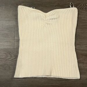 ❤️‍🔥BOGO free NWOT nectar cream ribbed tube top strapless knit sweater top